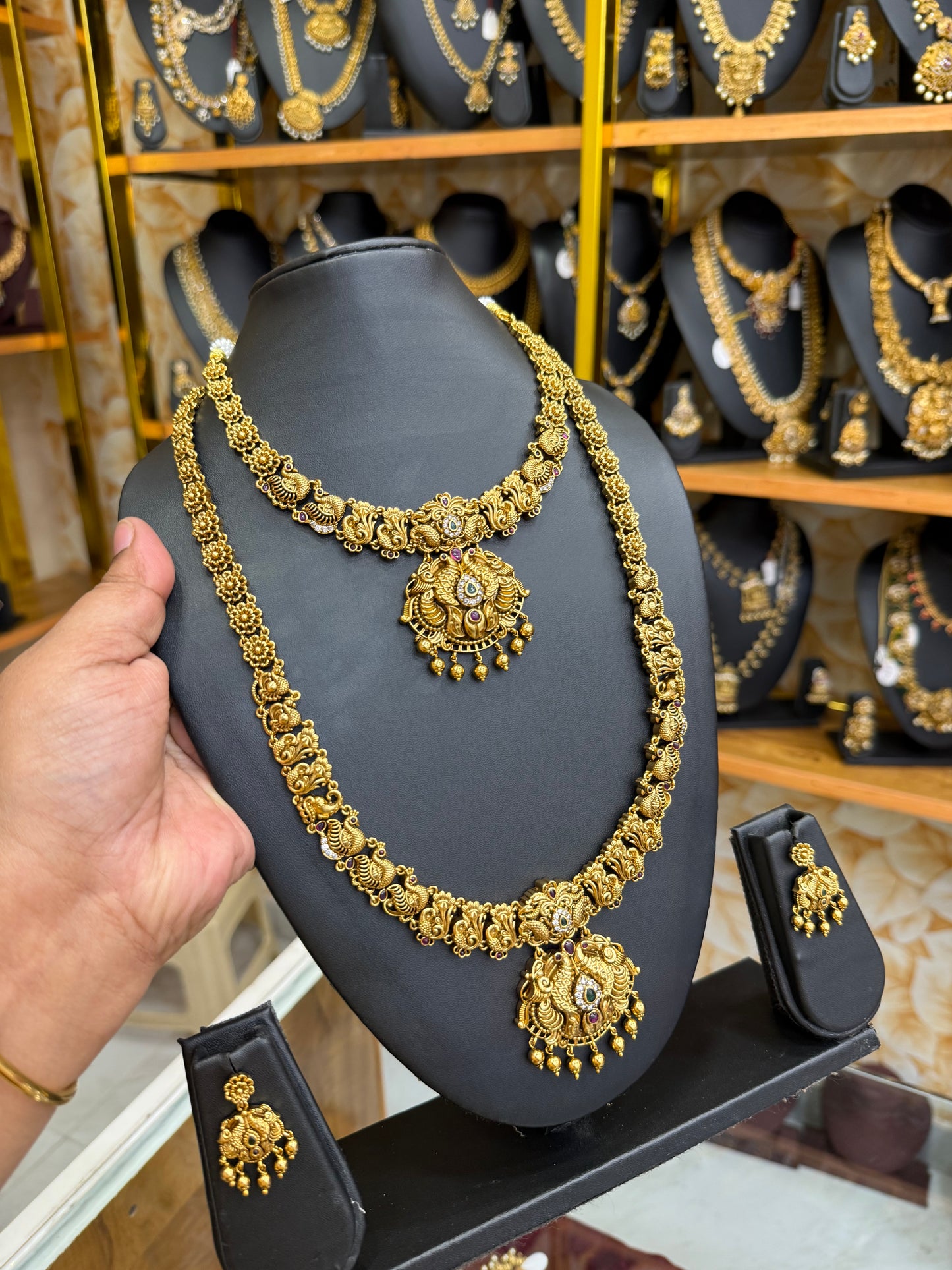 Elegant peacock gold replica combo set