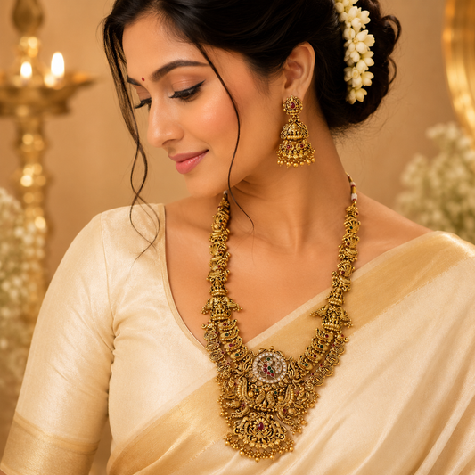 2 layer Peacock Lakshmi haram