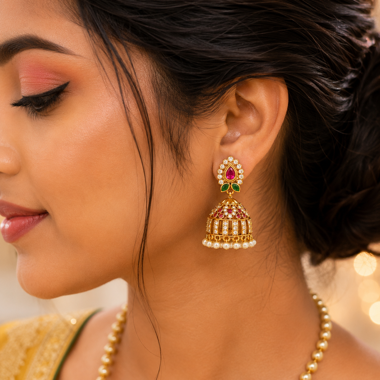 Sharvani Stone Jumka