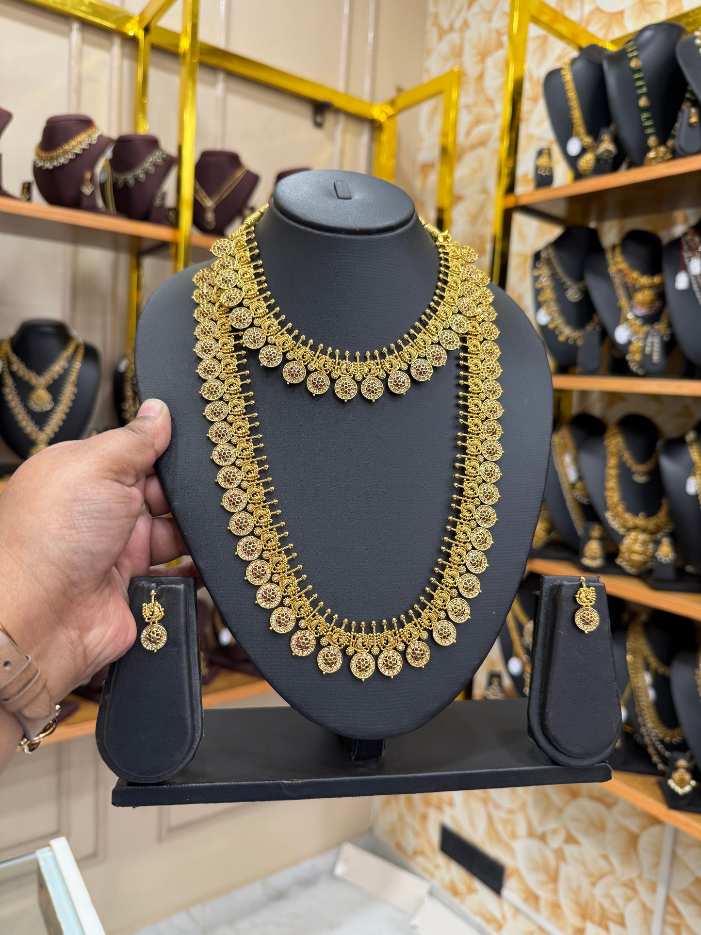 Trending peacock coin stone combo set