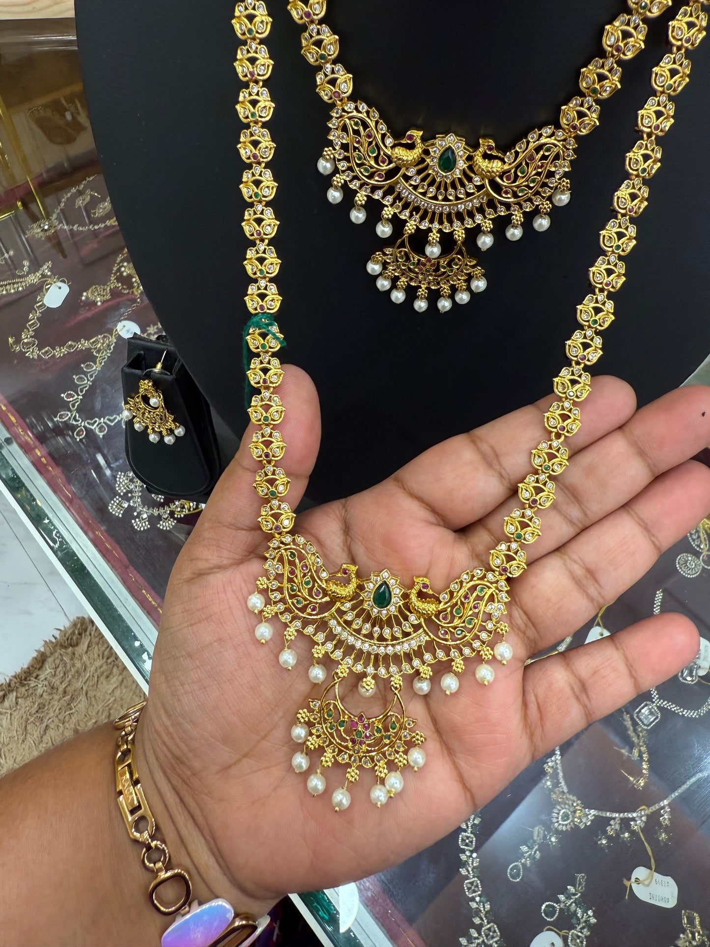 Peacock with leaf type stone combo set