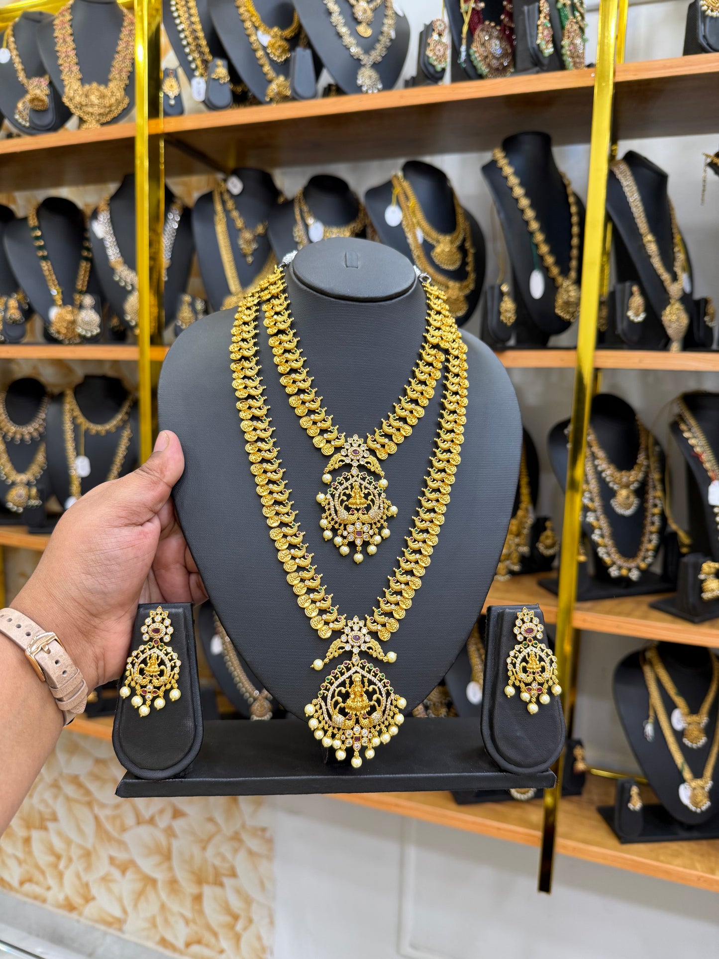 Gold alike Lakshmi kaasu Mala combo set