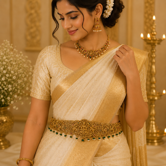 Gajalakshmi With Peacock Gold Alike Hipbelt