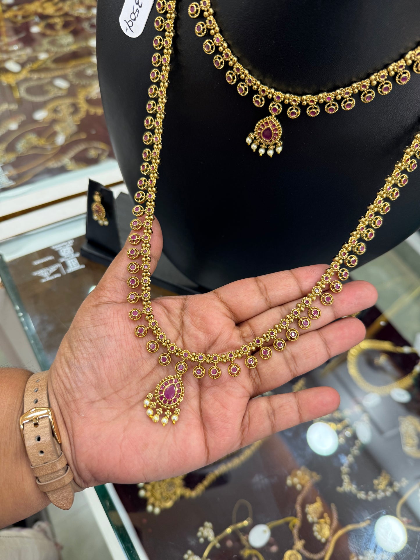 Antique ruby kemp stone non idol combo set