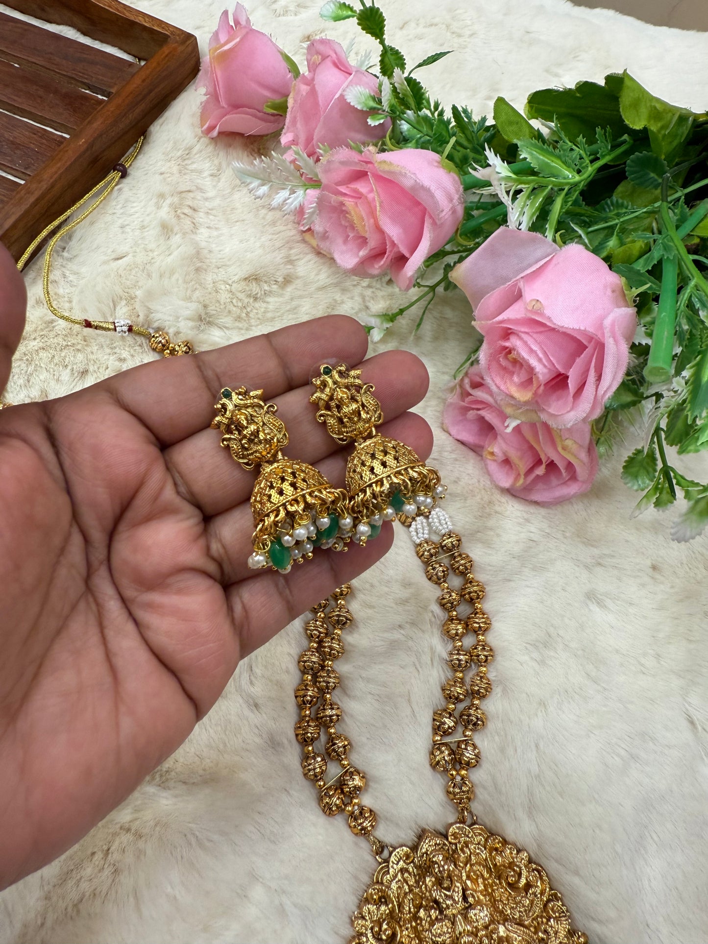 White beads GajaLakshmi muthu Mala