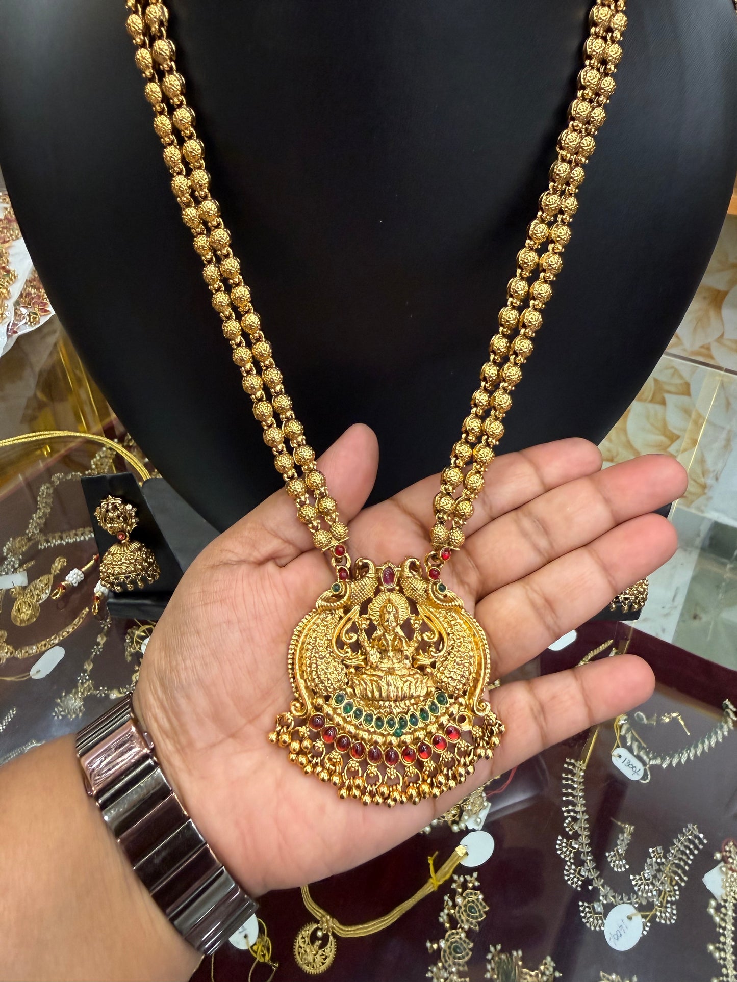 2 layer Golden Muthu mala with Lakshmi pendant