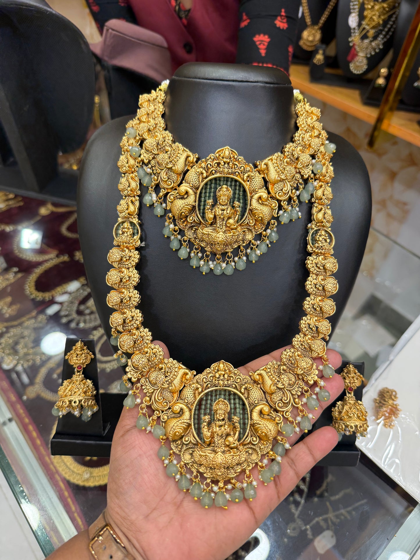 Exclusive Lakshmi combo with Pastel Green beads