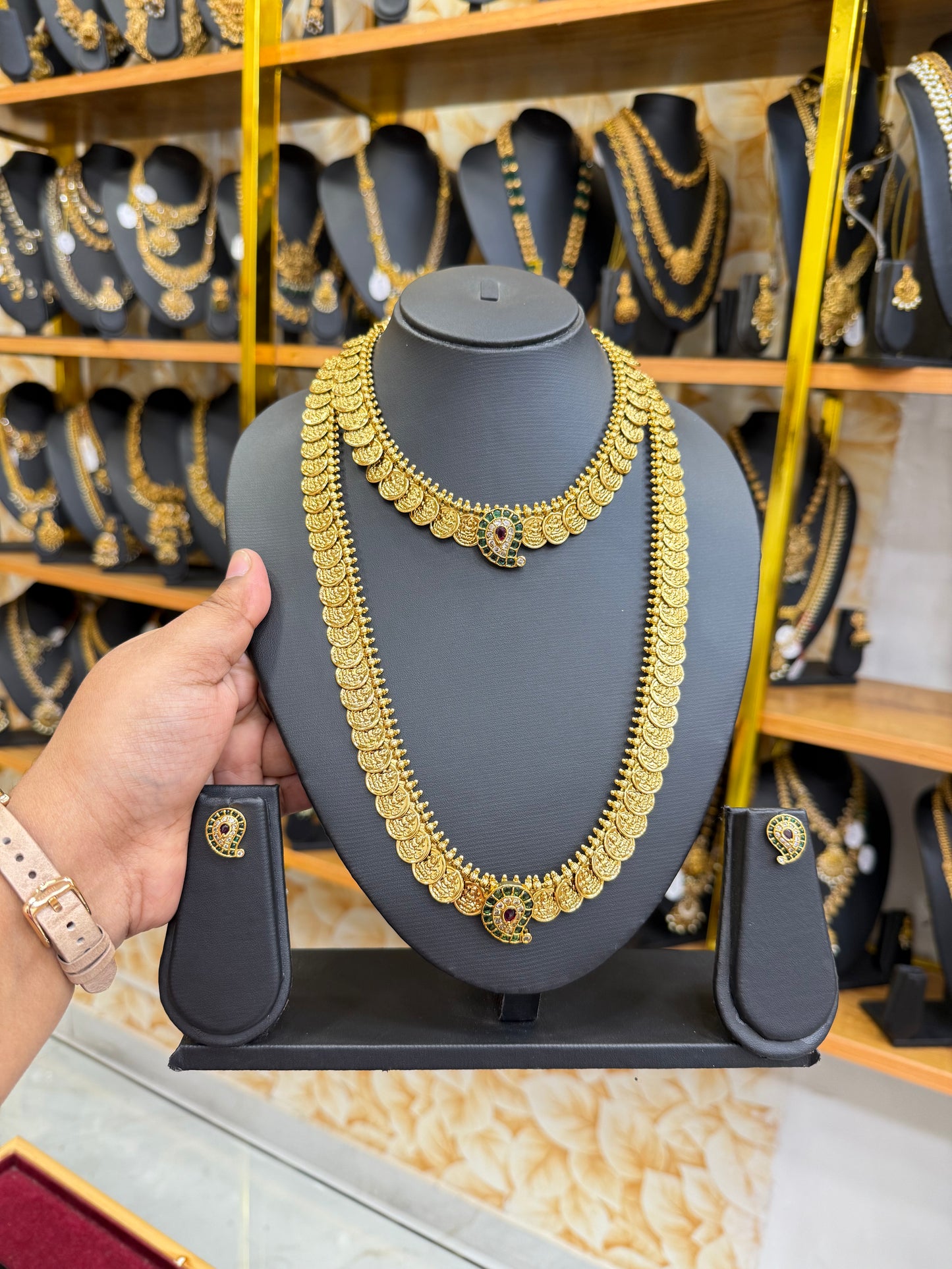 Kaasu mala combo set with mango pendant