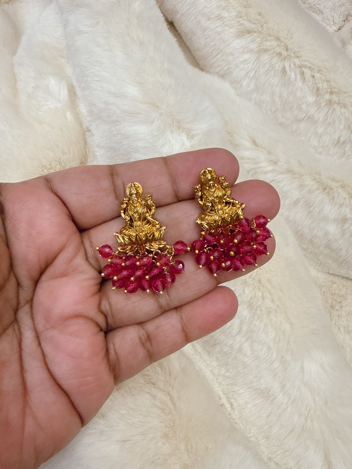 Red pearls Lakshmi stud