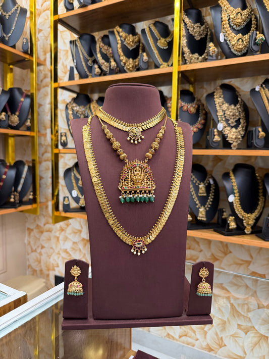 Kaasu Mala & Pastel Green Lakshmi Bridal Combo Set