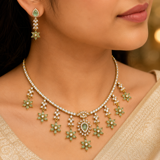 Ishani Pastel Green Star Necklace