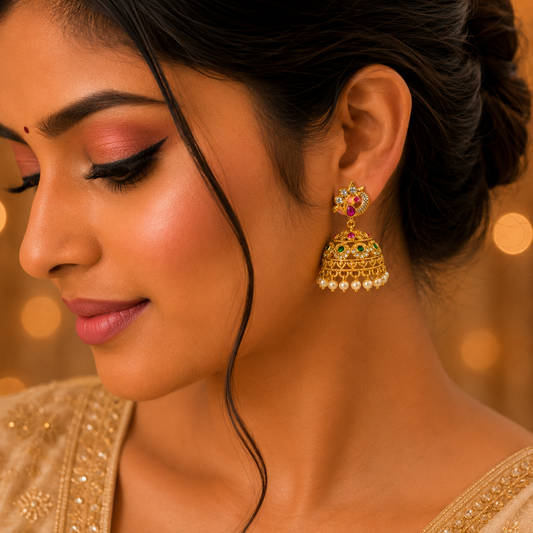 Peacock Traditional Pearls Jumka
