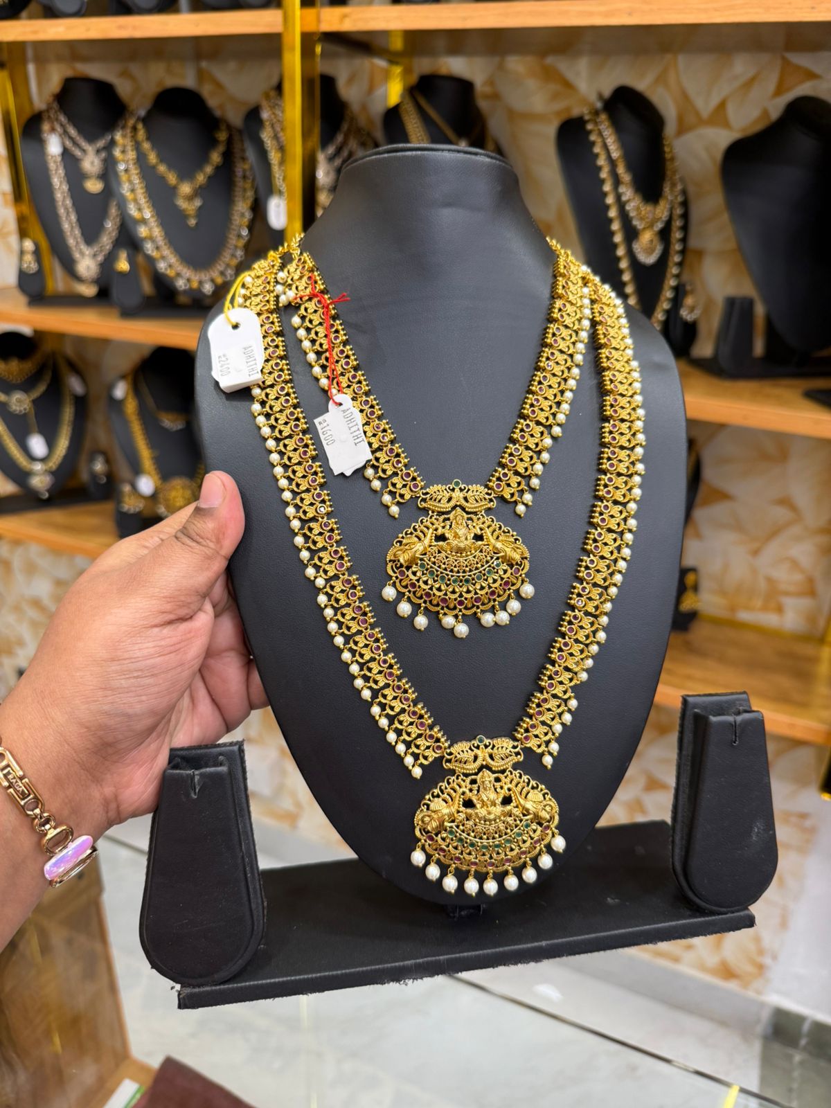 Pearls with Lakshmi combo set