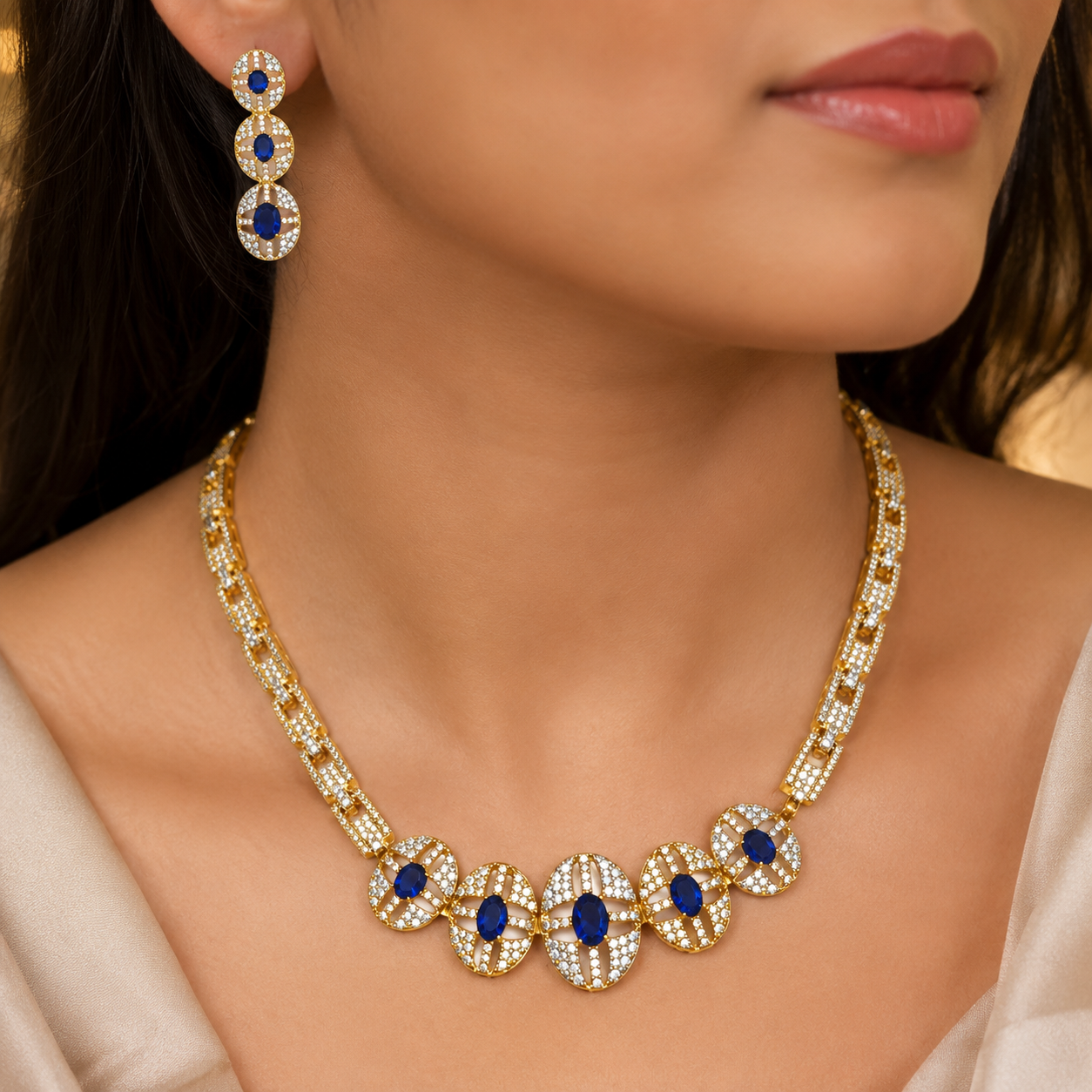 Royal Blue Oval Necklace