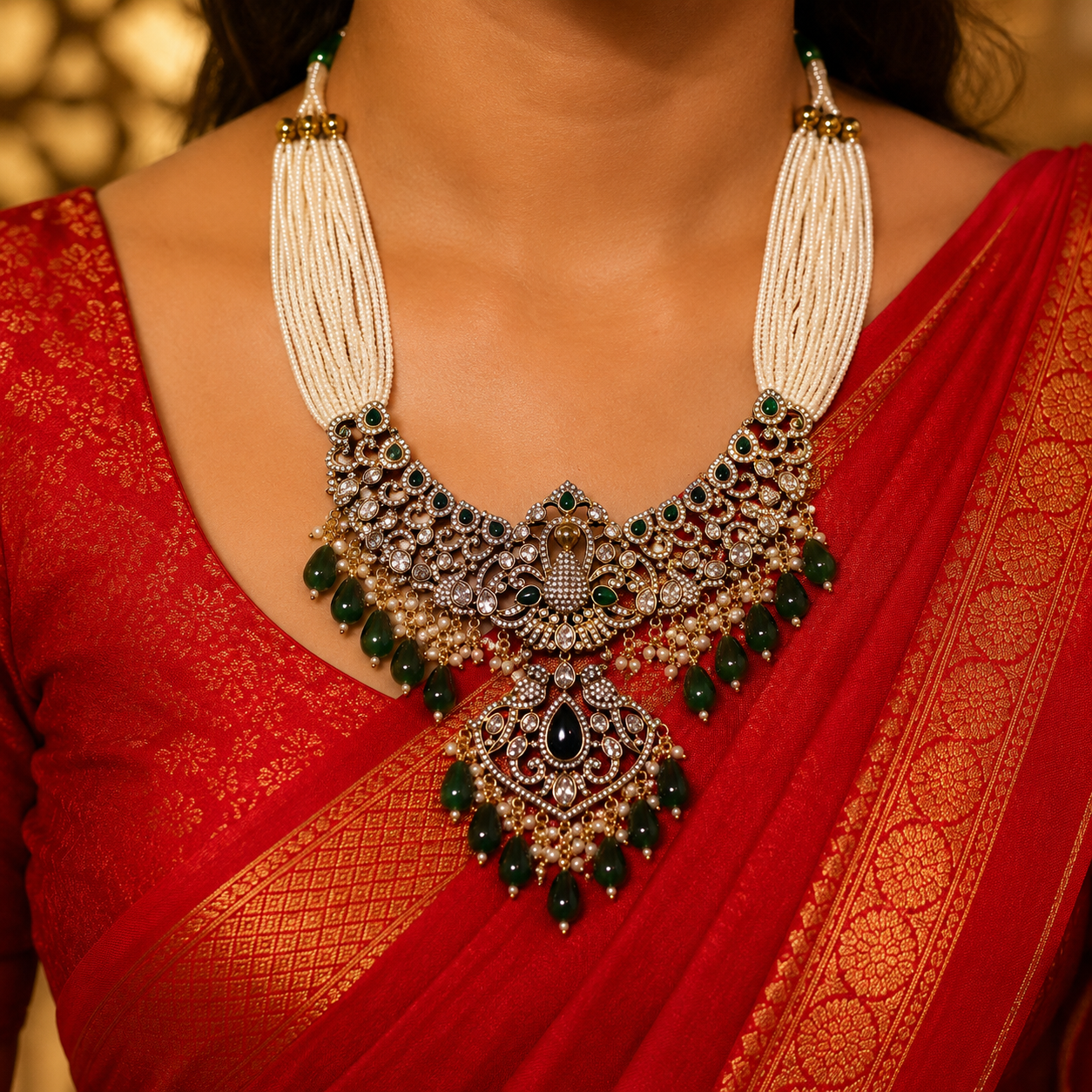 Royal Emerald Beads Set (Black Mehandhi Polish)