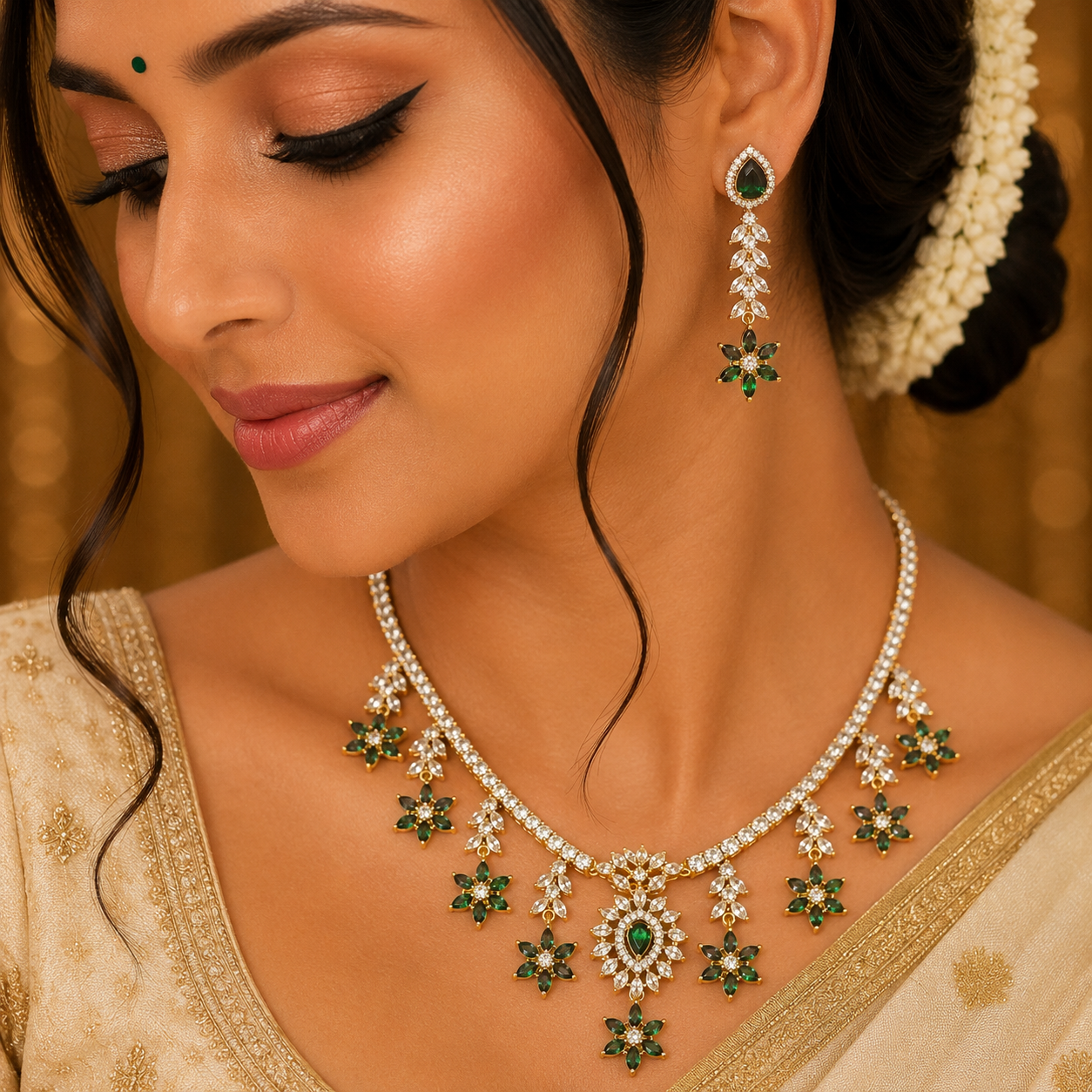 Sparkling emerald necklace