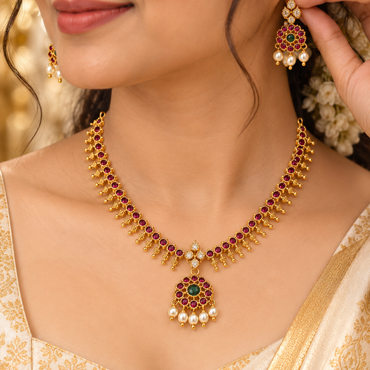 Traditional kemp necklace with pearls