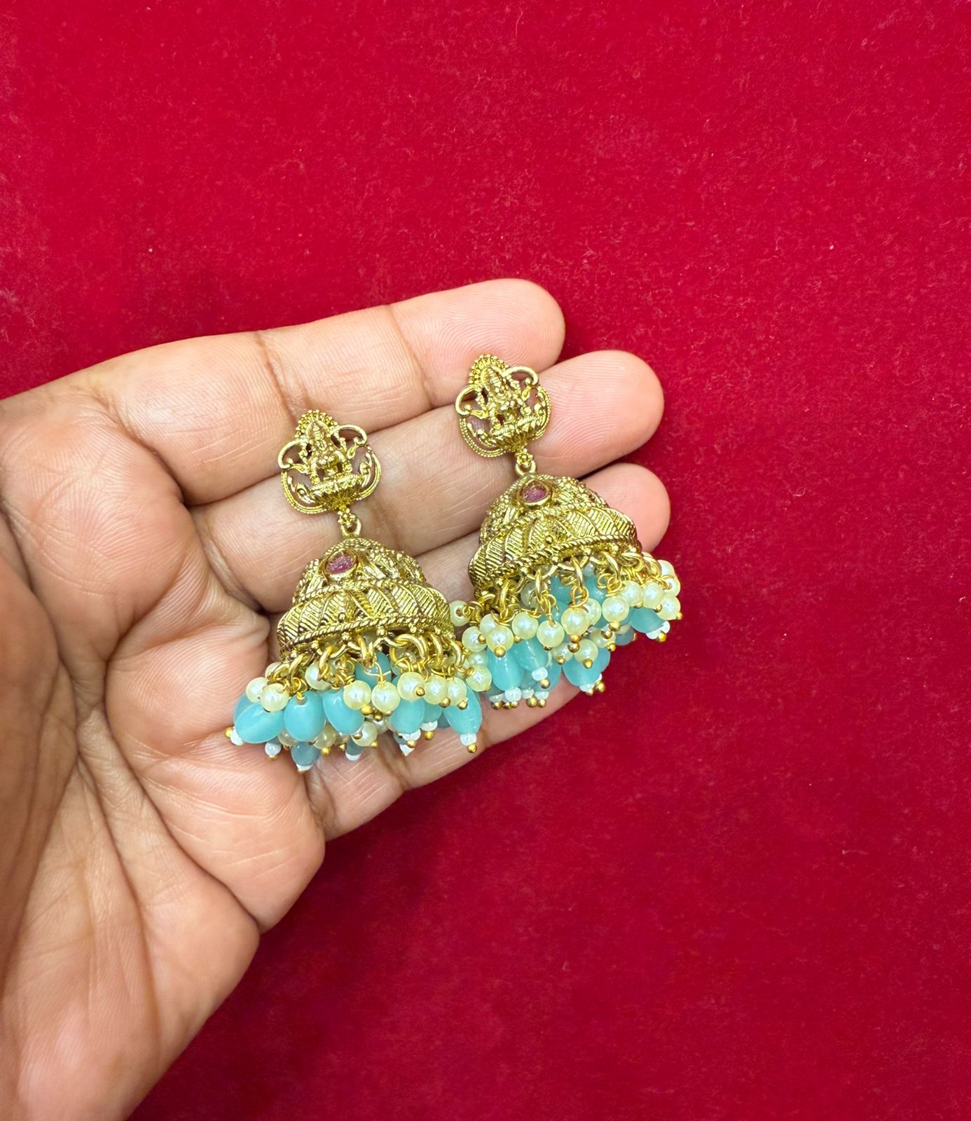 Blue Color Work Jumka