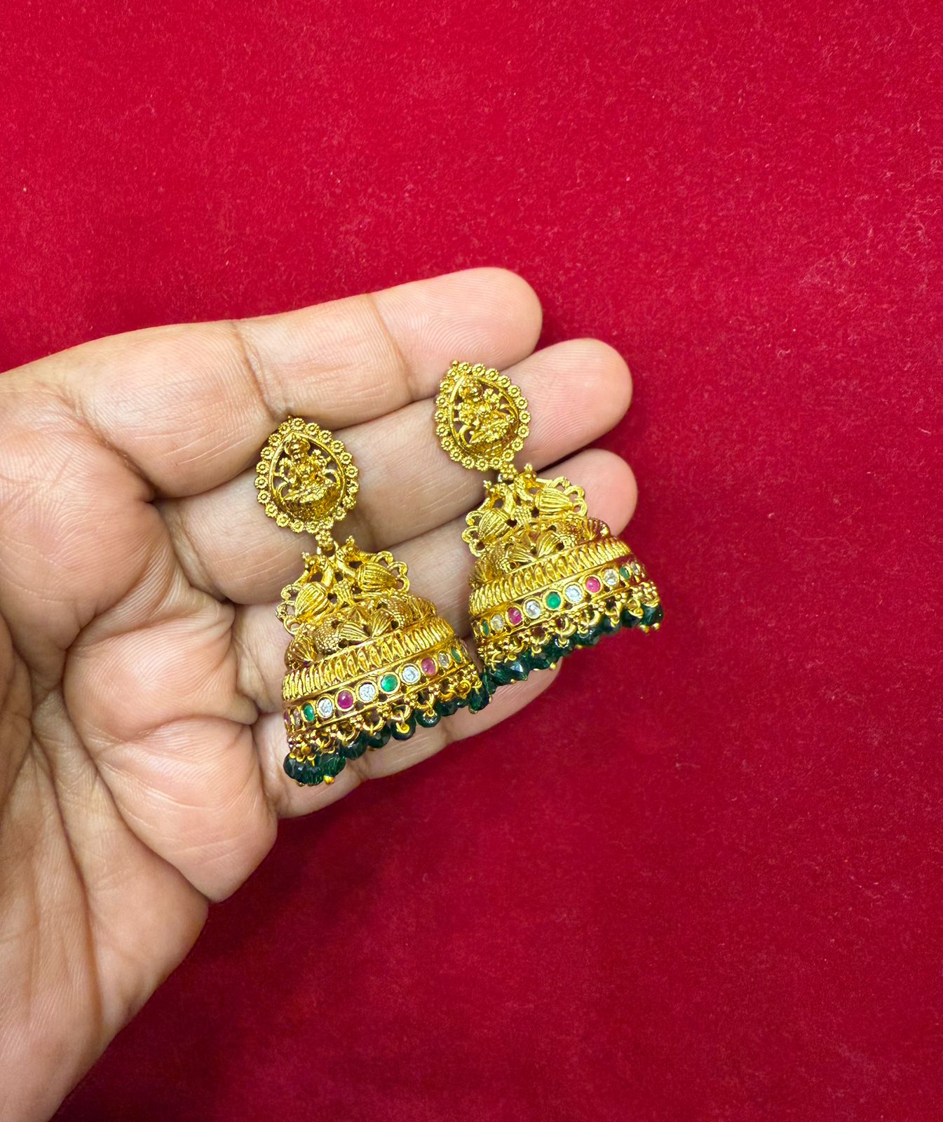 Musted Dark Green Stones jumka