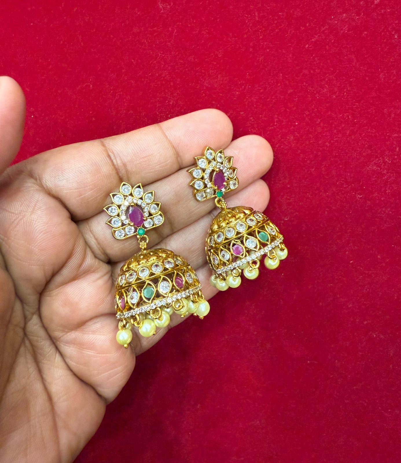 Musted Pink Stone Jumka