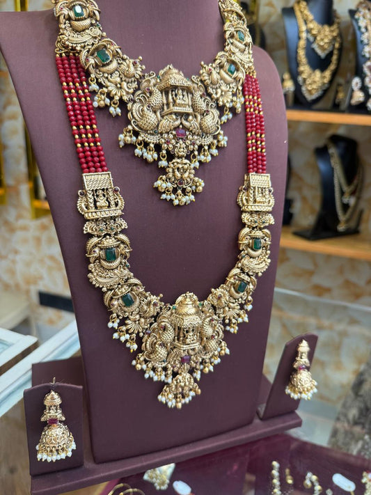 Stunning Lakshmi 3D Combo Set with Red Beads