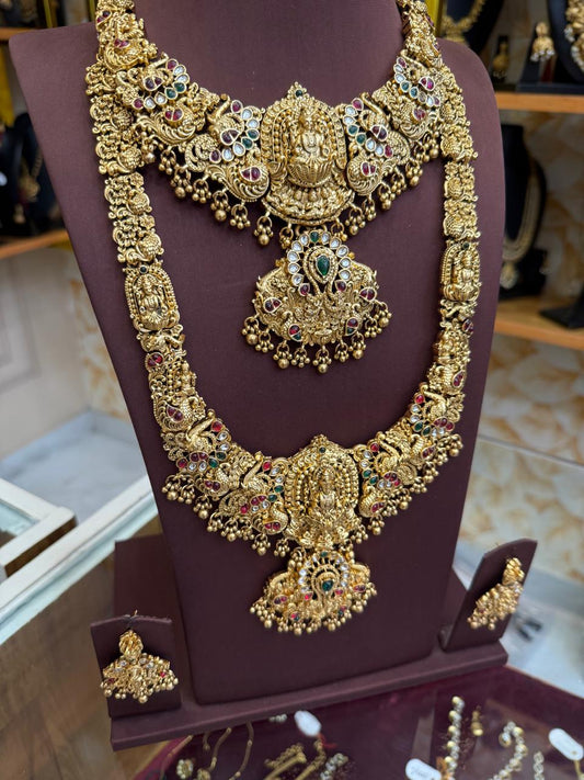 Grand Lakshmi Bridal neck set combo with Tikka and jumka