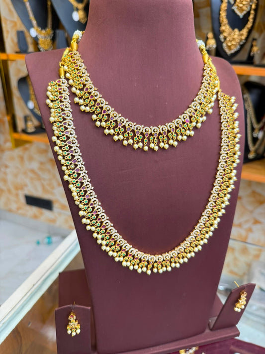 Gorgeous stone pearls combo set