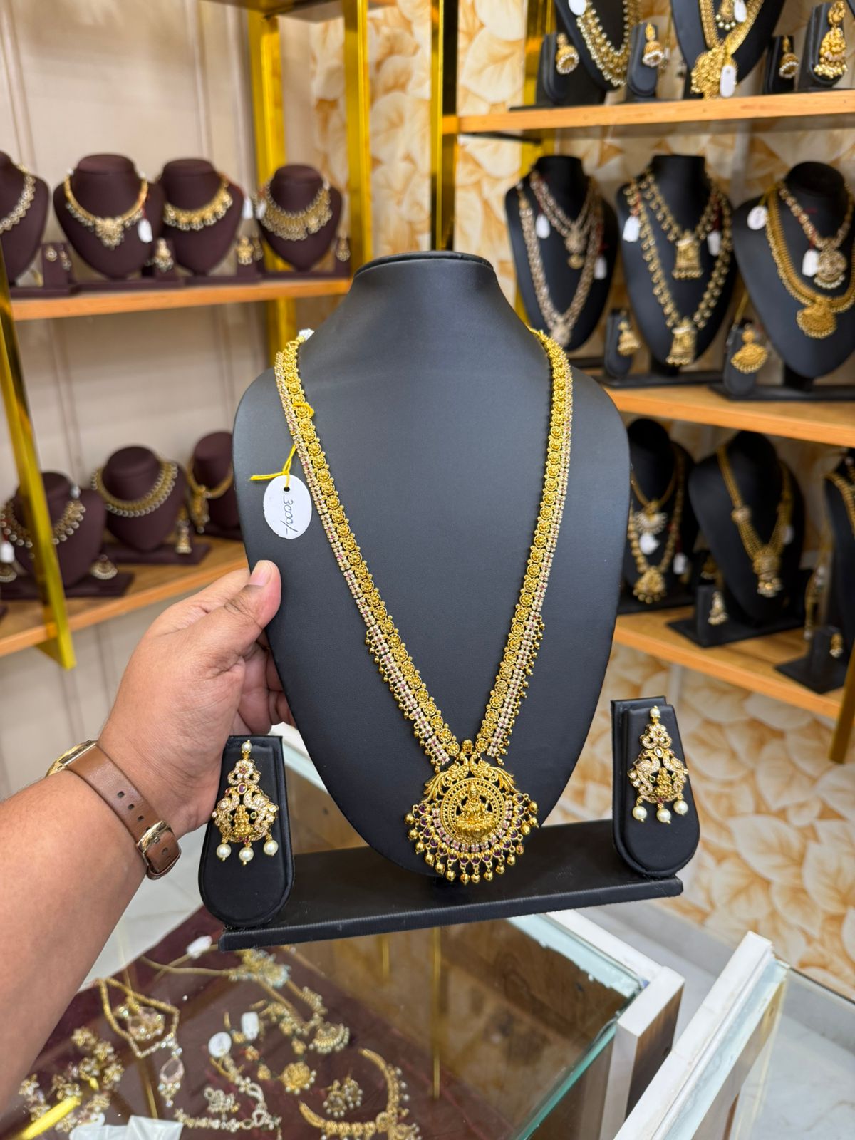 Gold replica Lakshmi stone haram