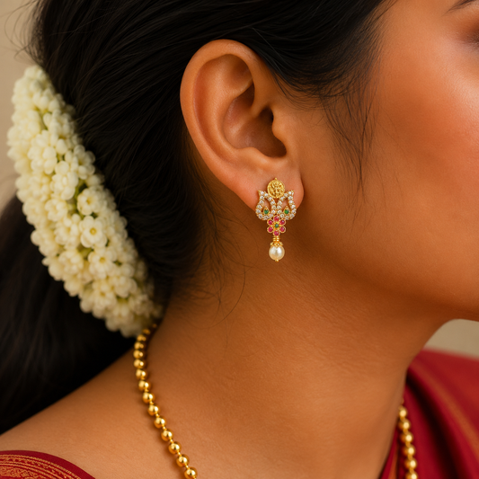 Lakshmi Floral Coin Stud