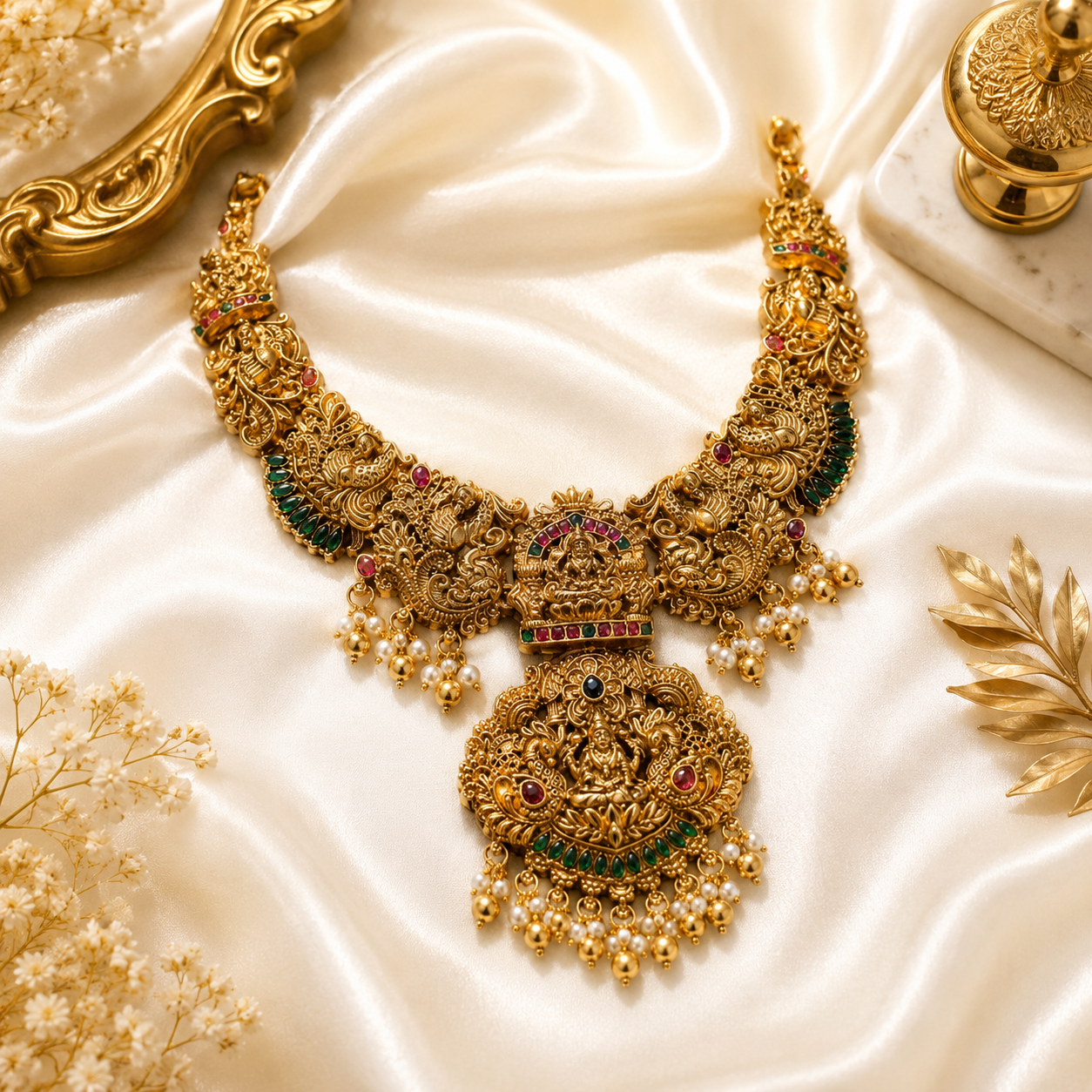 Ornate gold jewelry with decorative accents