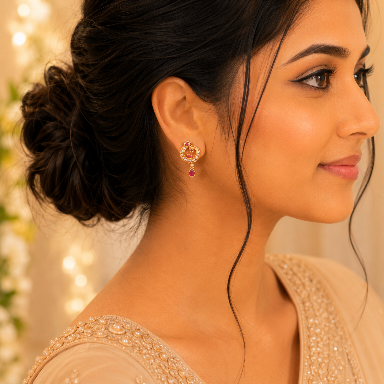 Ruby Peacock Earrings