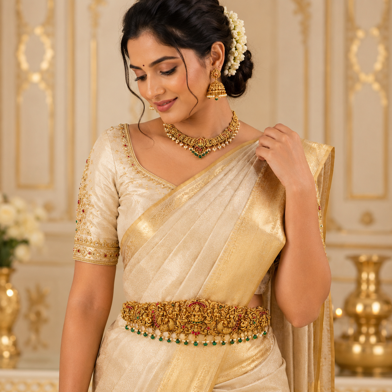 3D Lakshmi Green Beads Hipbelt