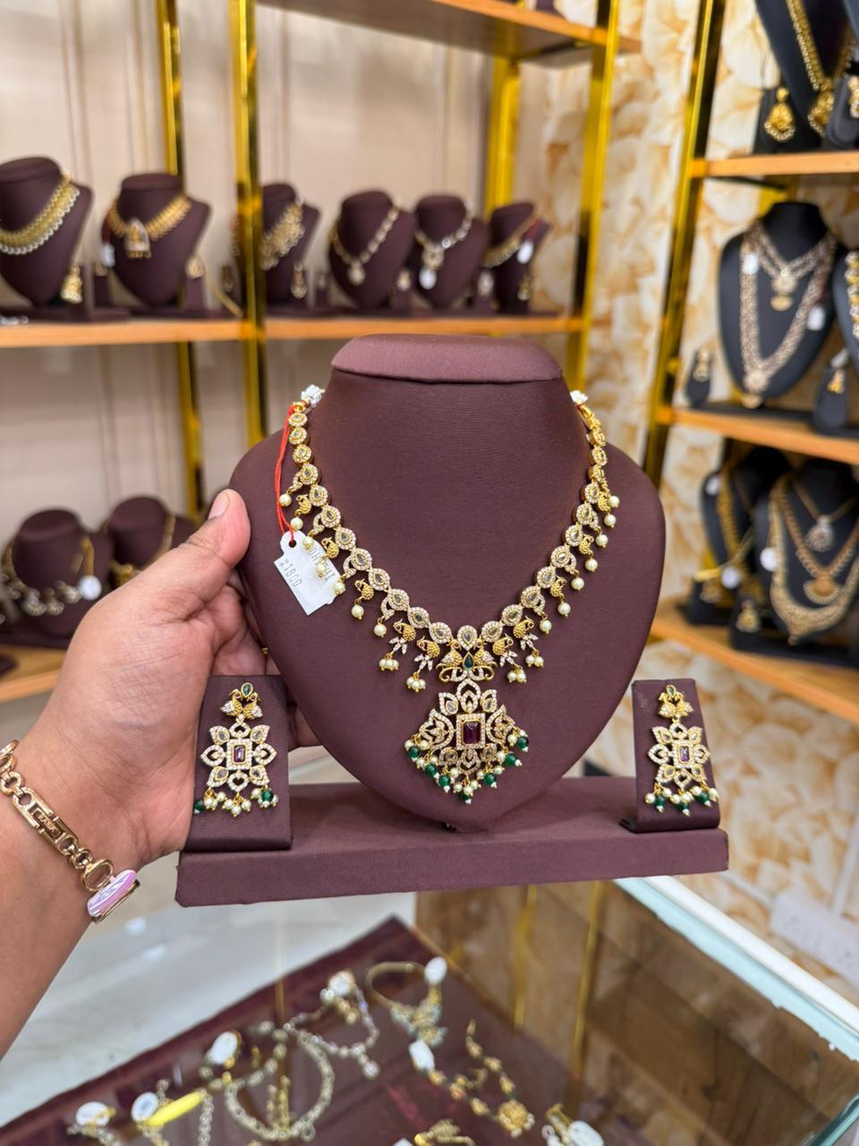 Peacock stone necklace