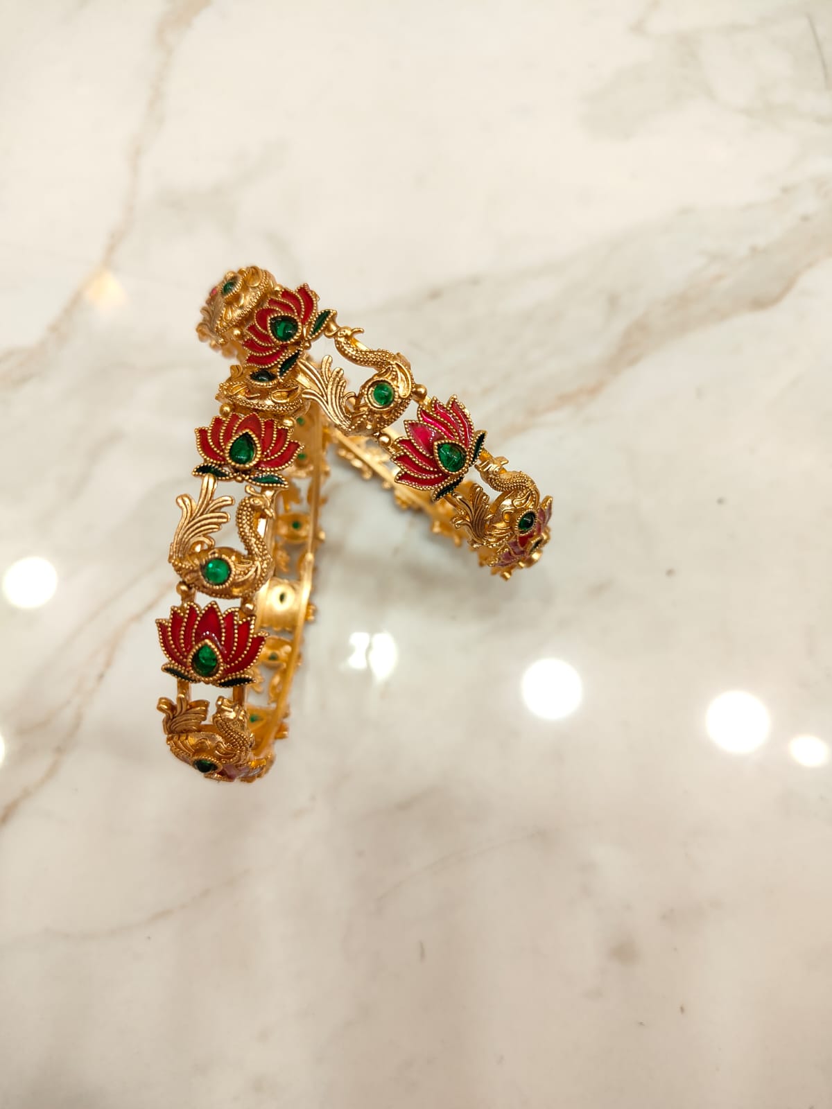 Peacock & Lotus Bangles (2pcs)