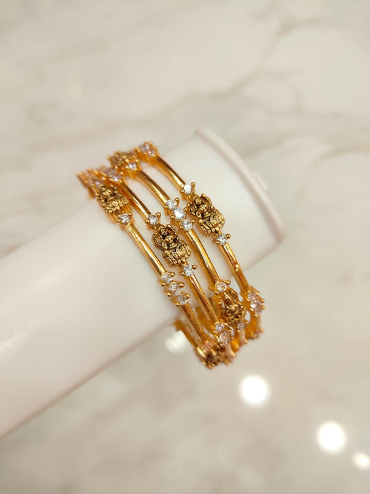 Antique Lakshmi Stone Bangles (4pcs)