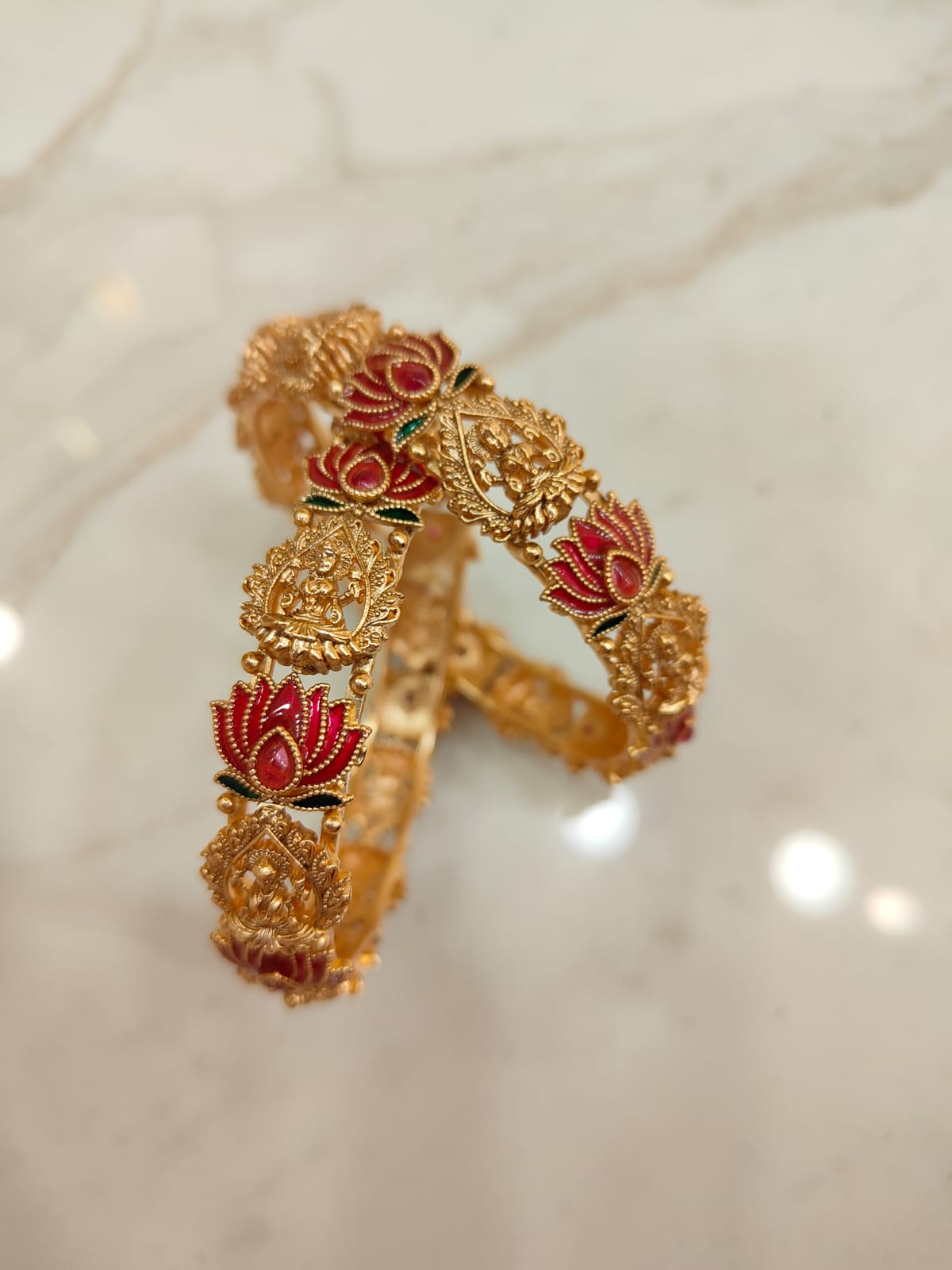 Lakshmi & Lotus Bangles (2pcs)