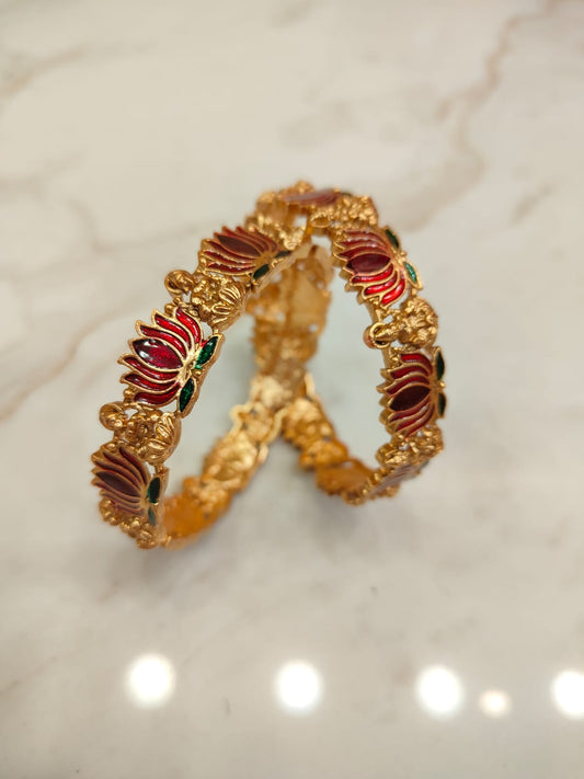 Lakshmi & Lotus Bangles (2pcs)