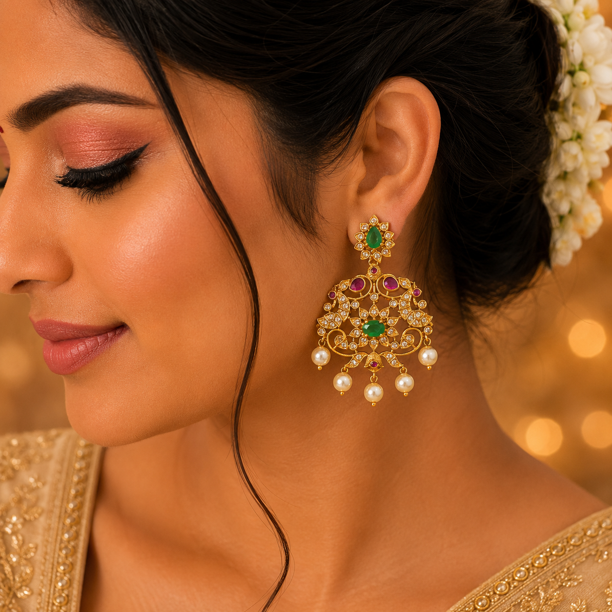Kemp Stone Jumka With Pearls