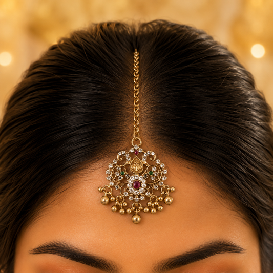 Stone Peacock Maang Tikka