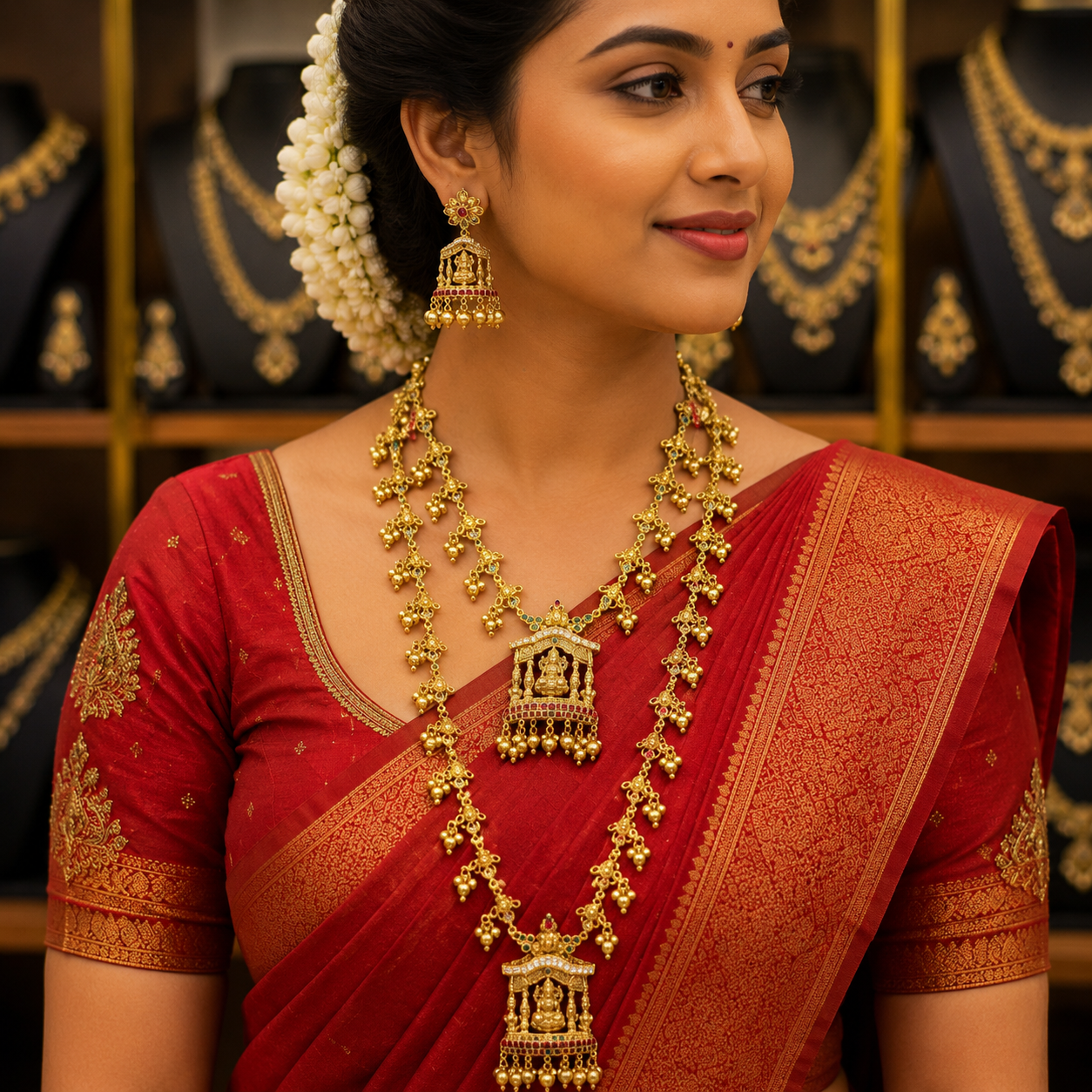 Lakshmi temple set with jumka