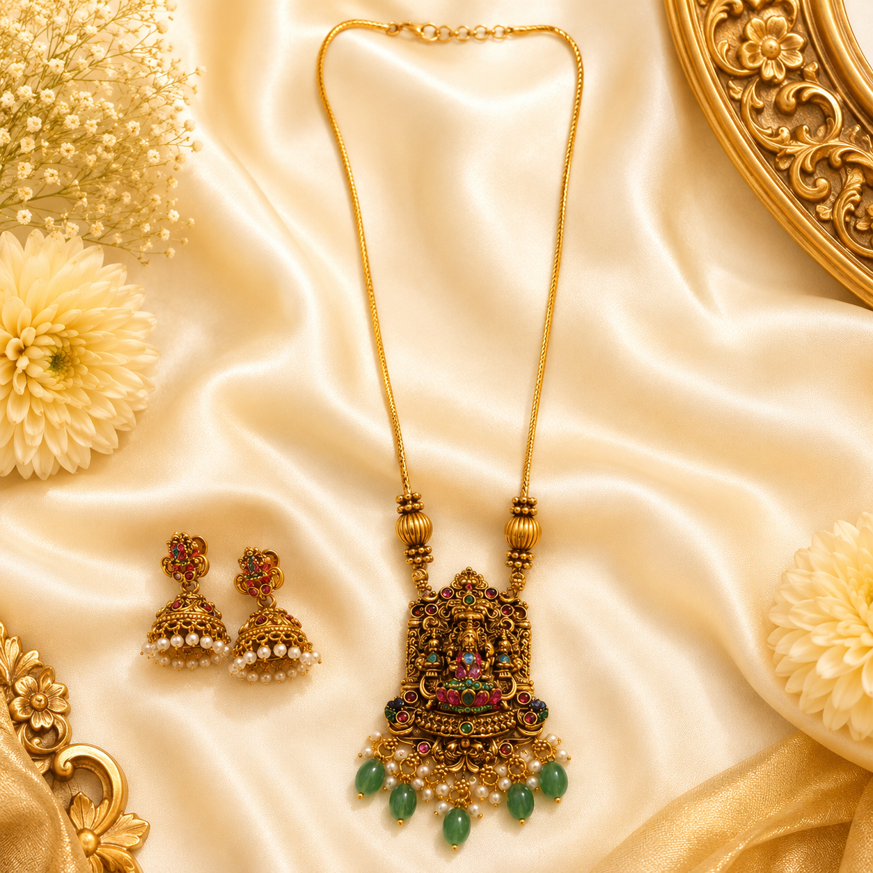 Vibrant Enamel Lakshmi Pendant Chain