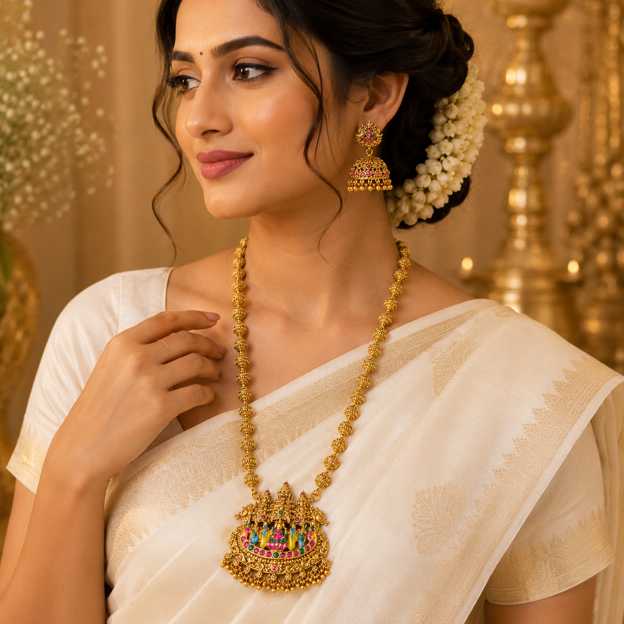 Lakshmi Vaibhav Enamel Pendant Chain