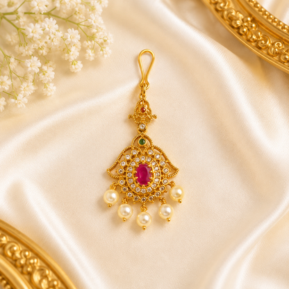 Elegant Ruby Stone Maang Tikka