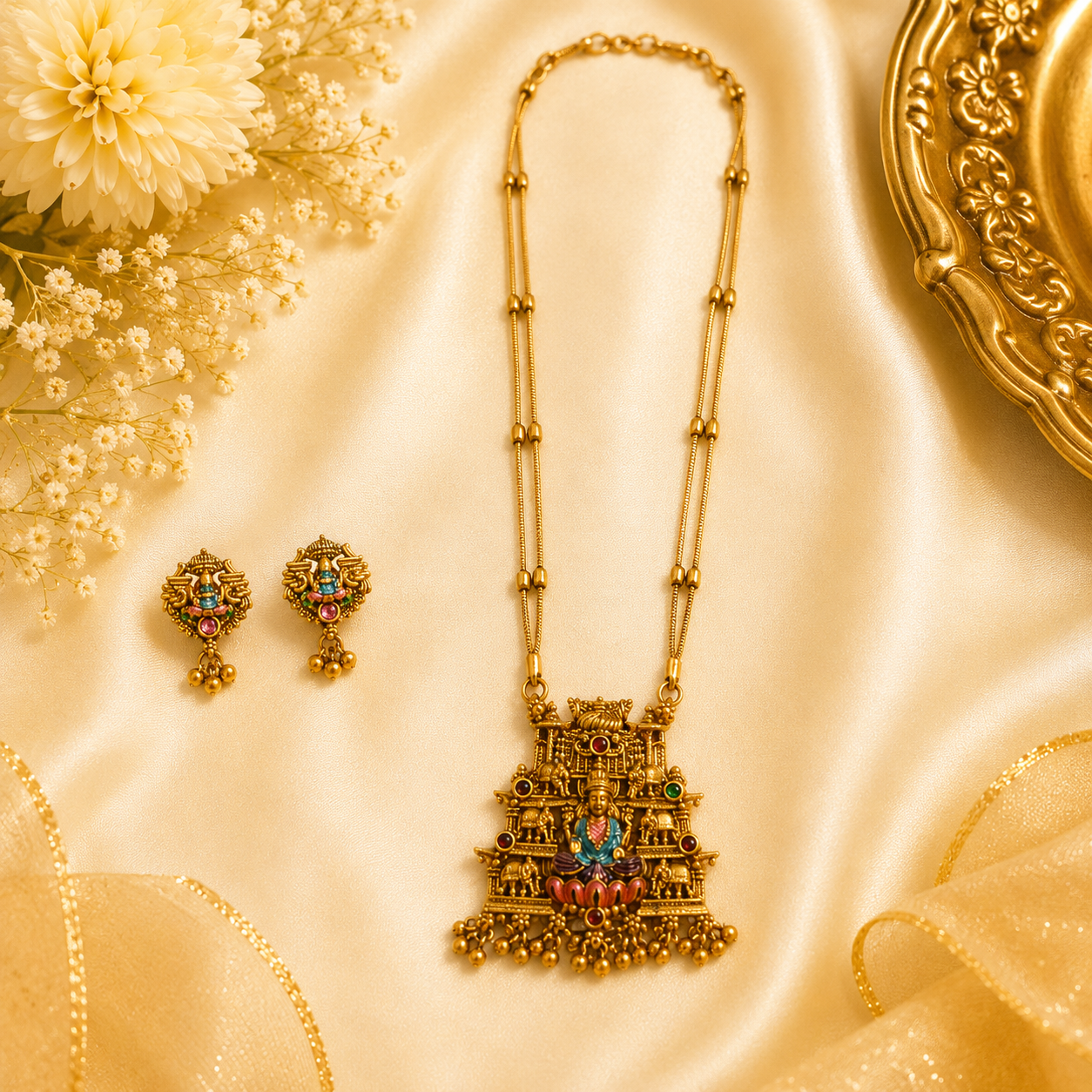 Lakshmi Temple Pendant Chain