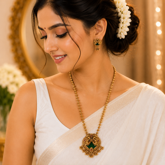 Emerald Mayuri Heritage Pendant Chain