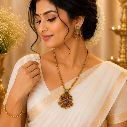 Enamel Divine Lakshmi Pendant Chain