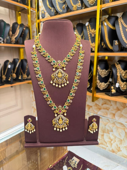 Lakshmi Emerald Mayurika Pearls Combo Set