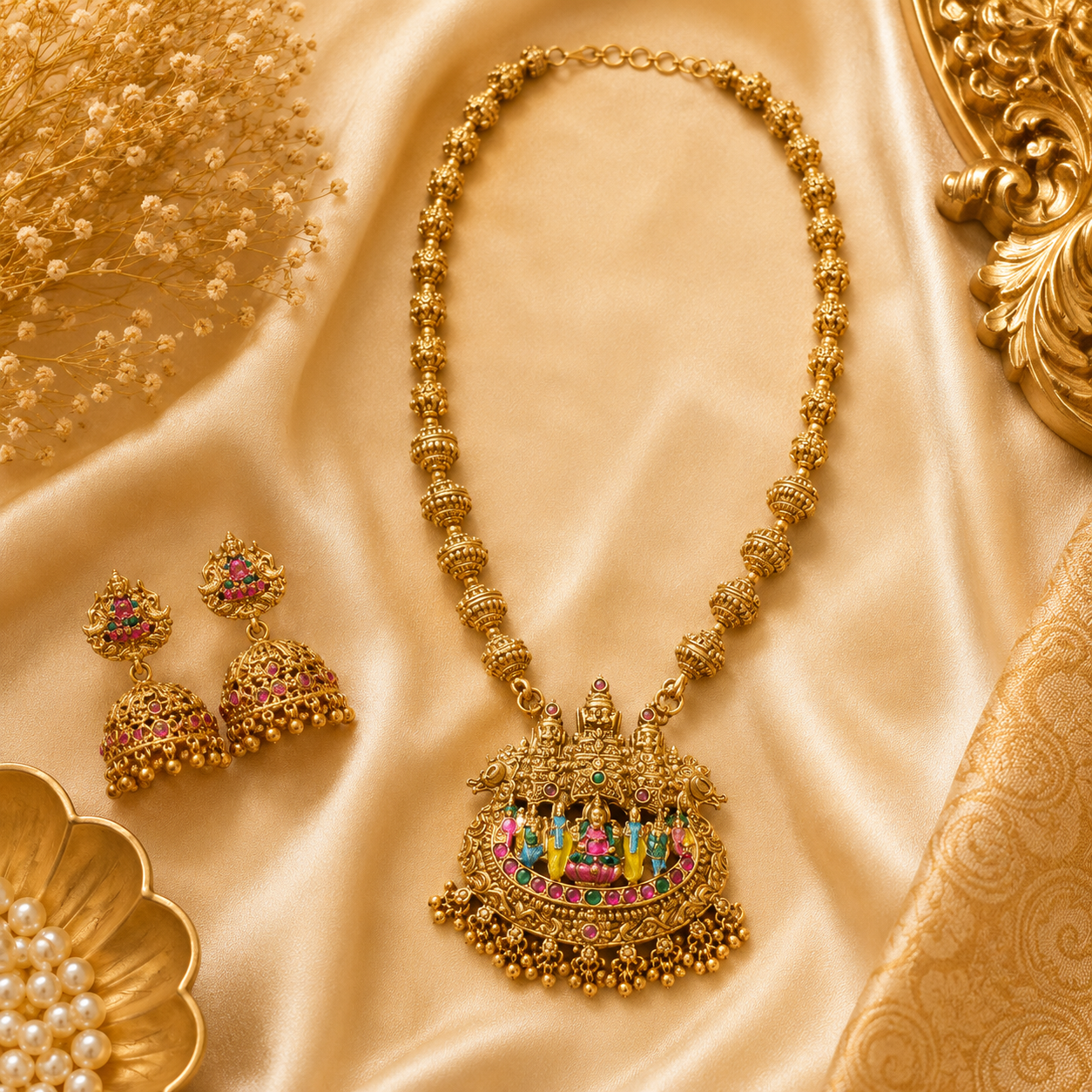 Lakshmi Vaibhav Enamel Pendant Chain
