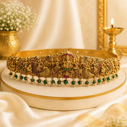 Lakshmi Peacock Green Beads Hip Belt