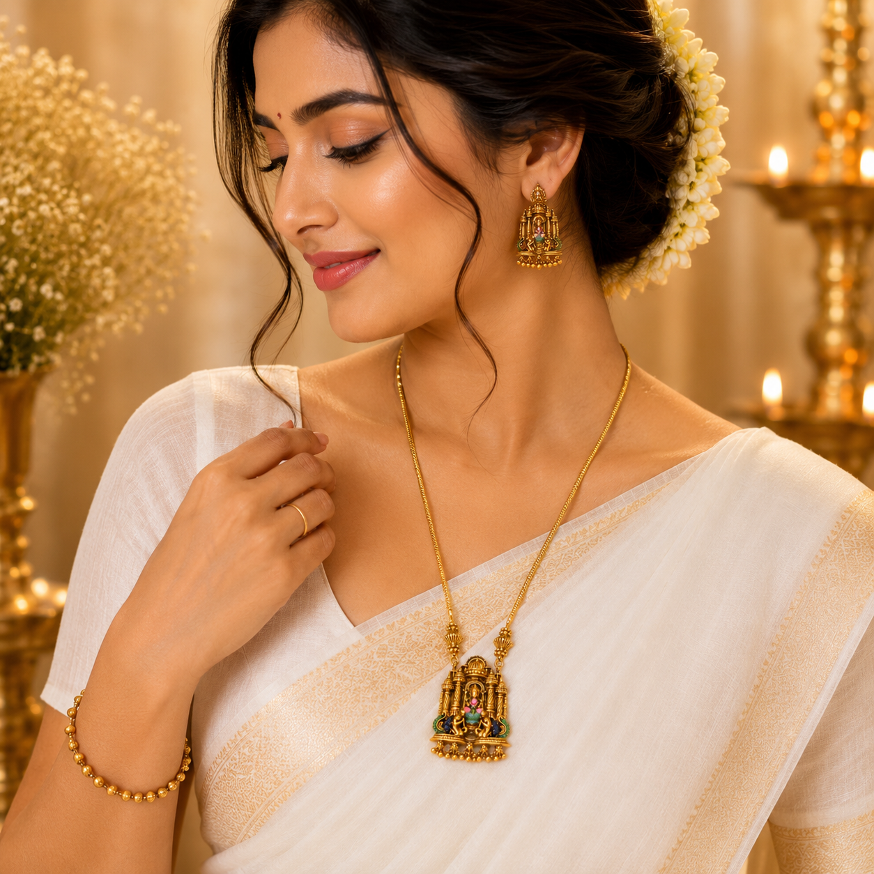 Enamel Lakshmi Royale Pendant Chain